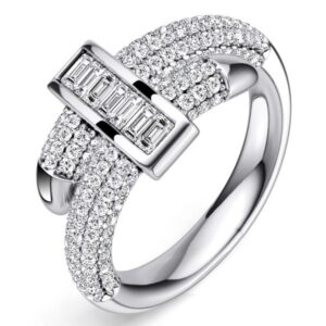 Home micro pave round & baguette cut unique engagement