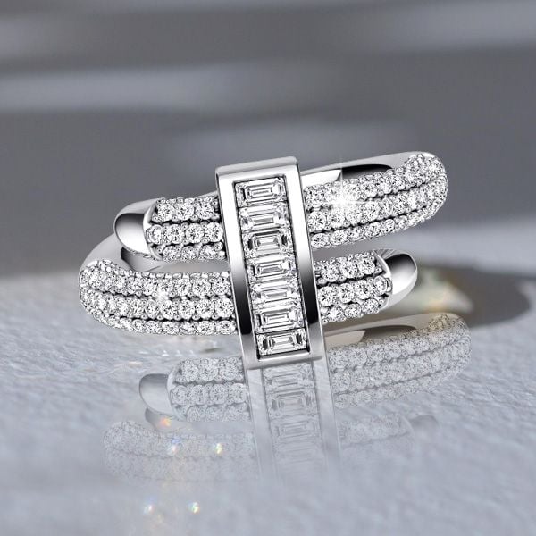 micro pave round & baguette cut unique engagement micro pave round & baguette cut unique engagement