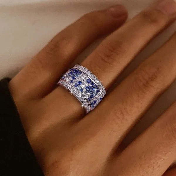 blue round multi row eternity wedding band for women blue round multi row eternity wedding band for women